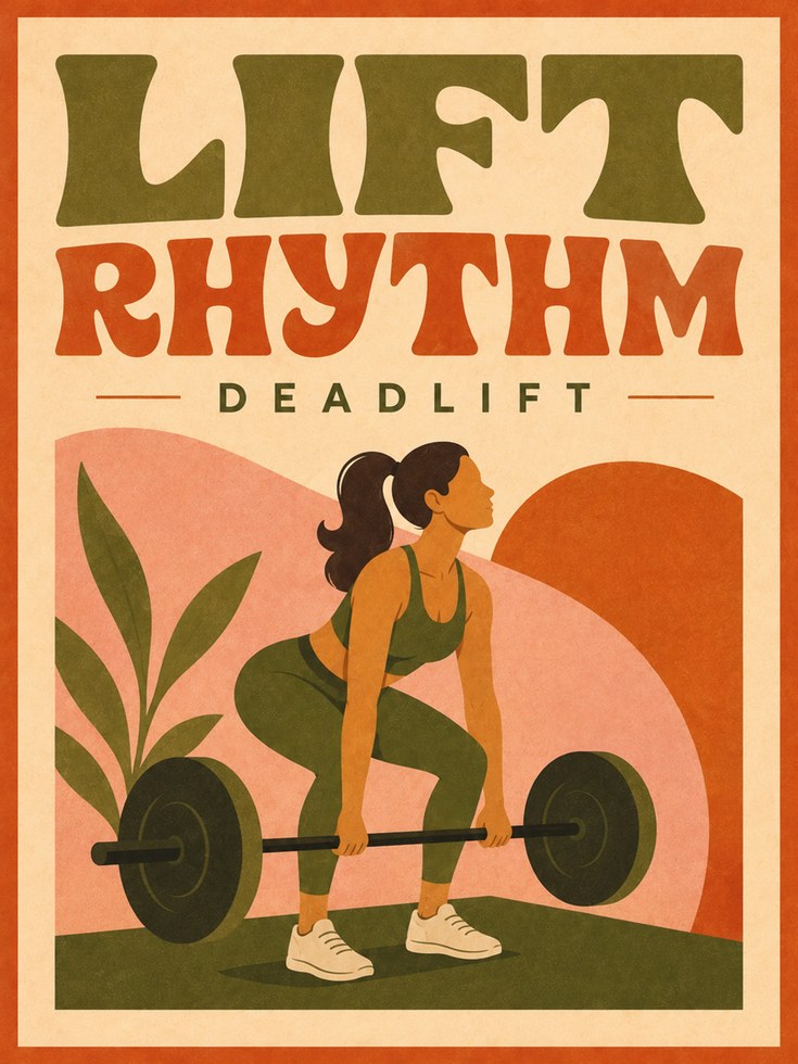 Vintage Deadlift Poster Print: Retro Gym Art in Warm 70s Colors - artwork on paper