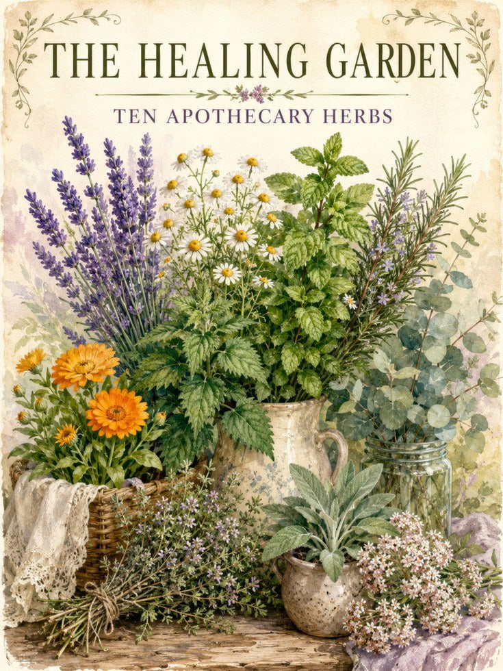 Vintage Herb Garden Print - artwork on paper