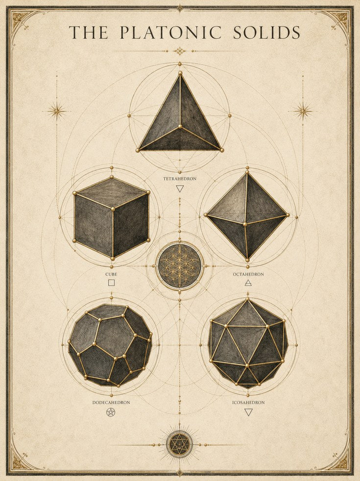 Platonic Solids Print – Sacred Geometry - artwork on paper