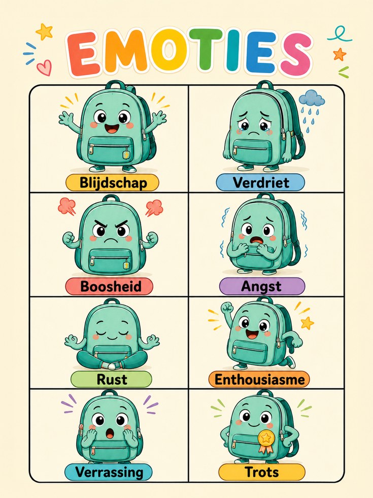 Educational Emotions Poster: Playful Kids Wall Art - artwork on paper