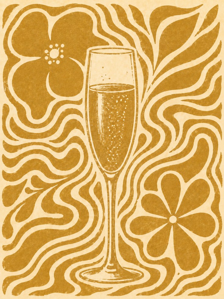 Champagne Wall Art - artwork on paper