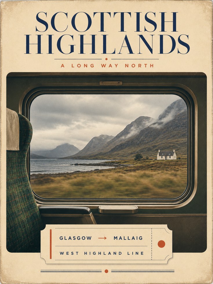 Scottish Highlands Travel Poster: Vintage Railway Art Print - artwork on paper