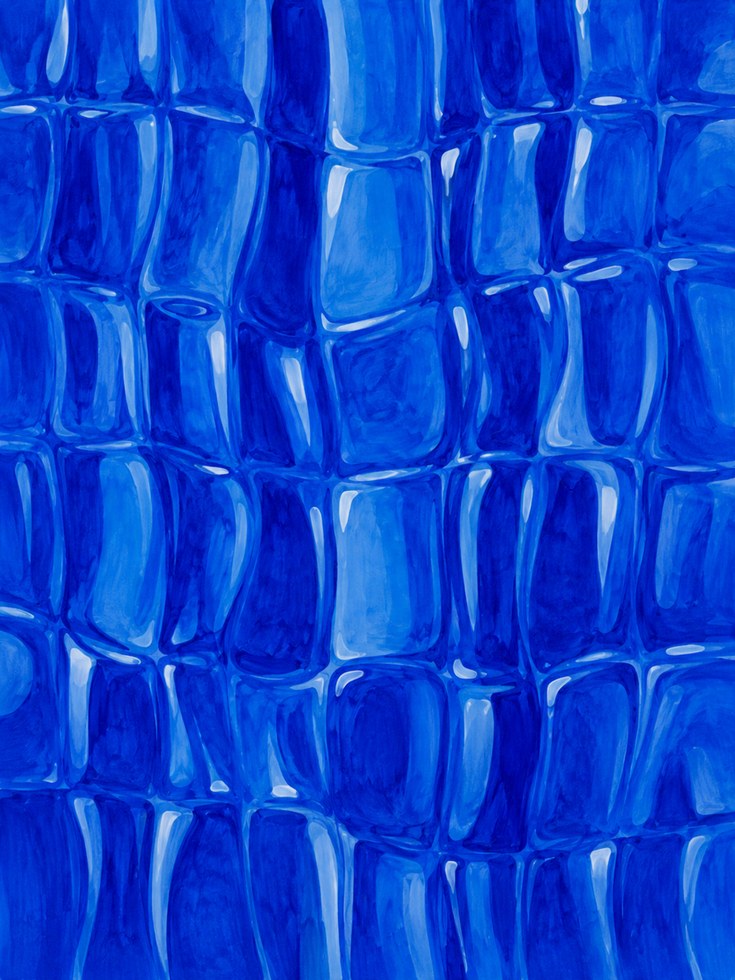 Abstract Blue Tile Art – Geometric Cobalt Print - artwork on paper