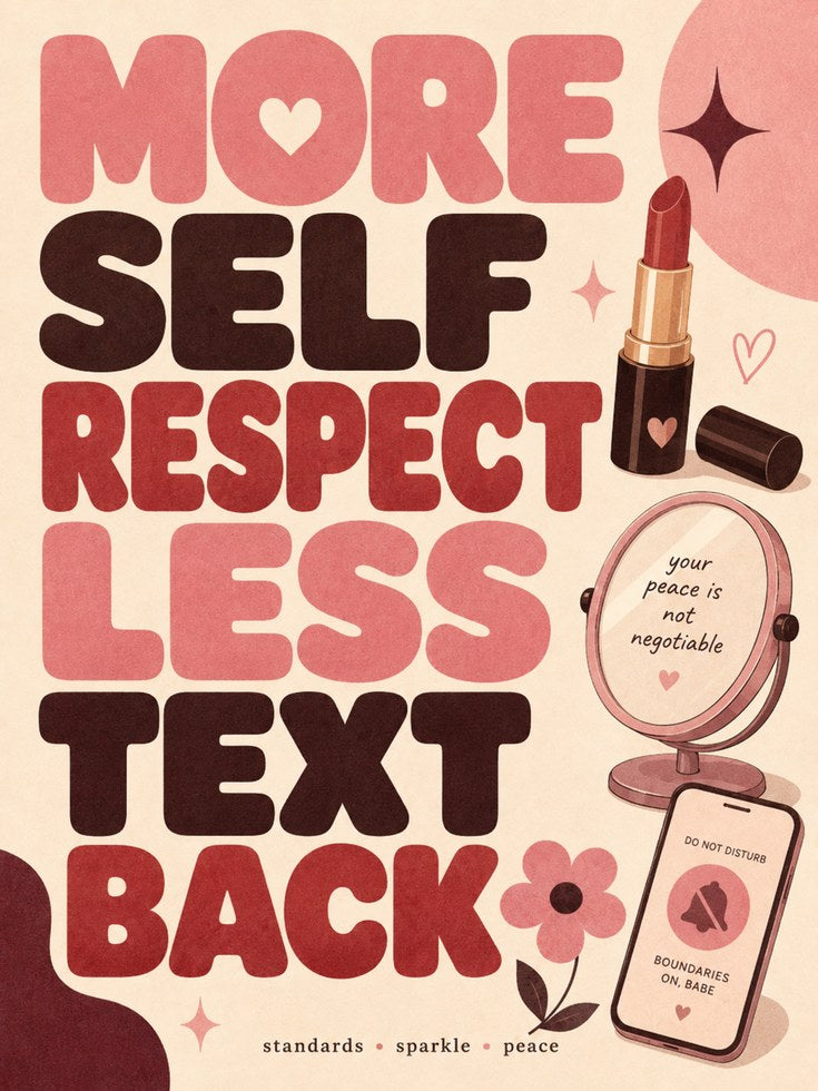 Retro Self Respect Print – Pink Typography - artwork on paper
