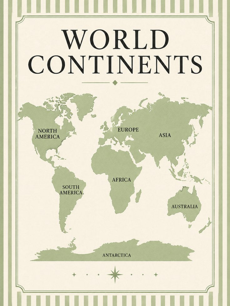 World Map Poster – Educational Wall Art - artwork on paper