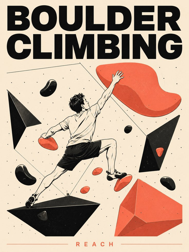Boulder Climbing Poster – Rock Climbing Wall Art - artwork on paper