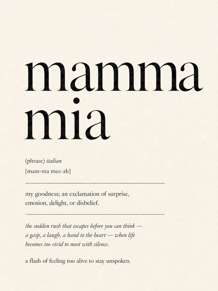 Italian Phrase Print: Mamma Mia Typography - artwork on paper