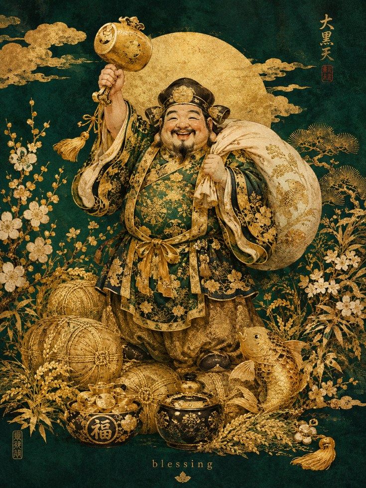 Chinese Prosperity Print – Blessing Wall Art - artwork on paper