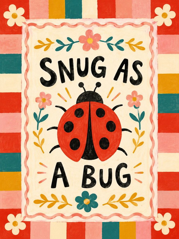 Ladybug Nursery Wall Art – Snug As A Bug Print - artwork on paper