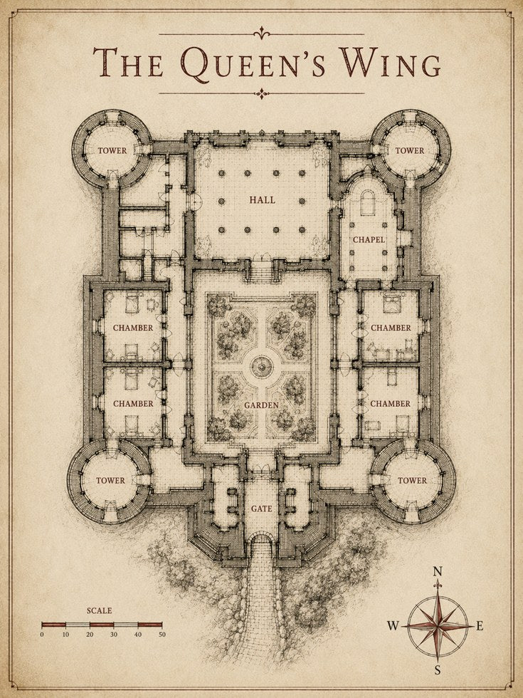 Castle Floor Plan Print - artwork on paper