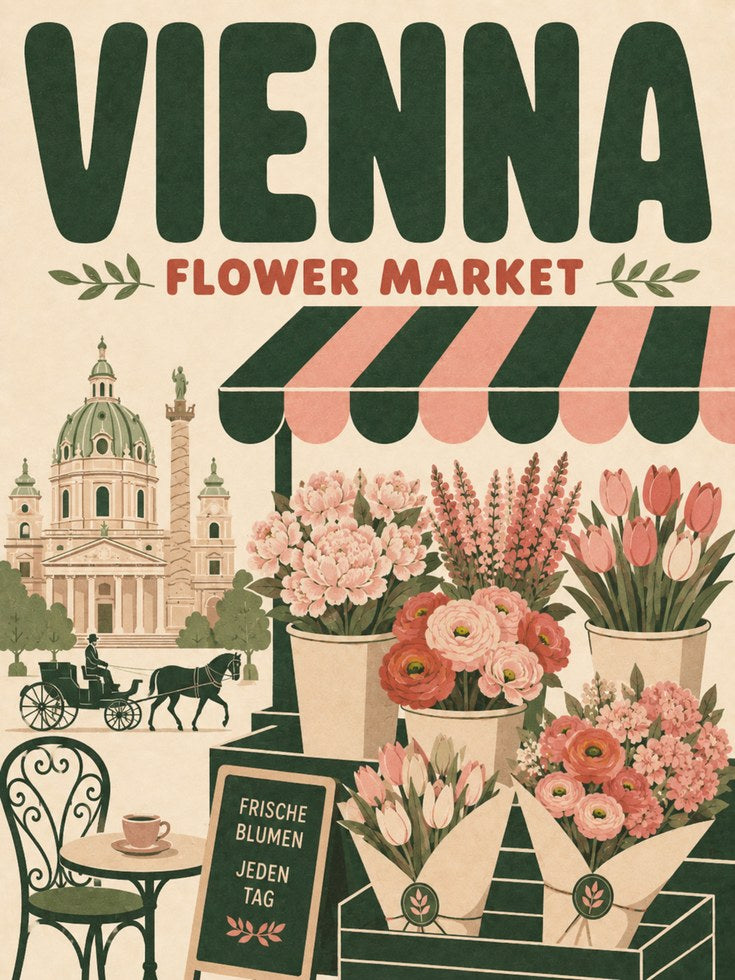 Vienna Wall Art Print: Vintage Flower Market - artwork on paper
