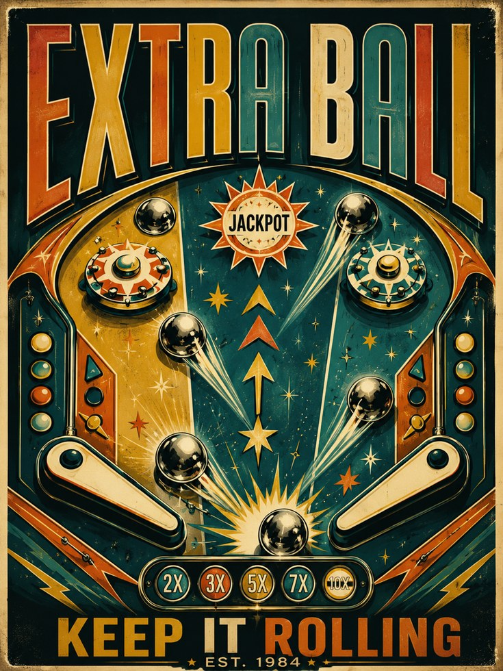 Pinball Machine Poster - artwork on paper
