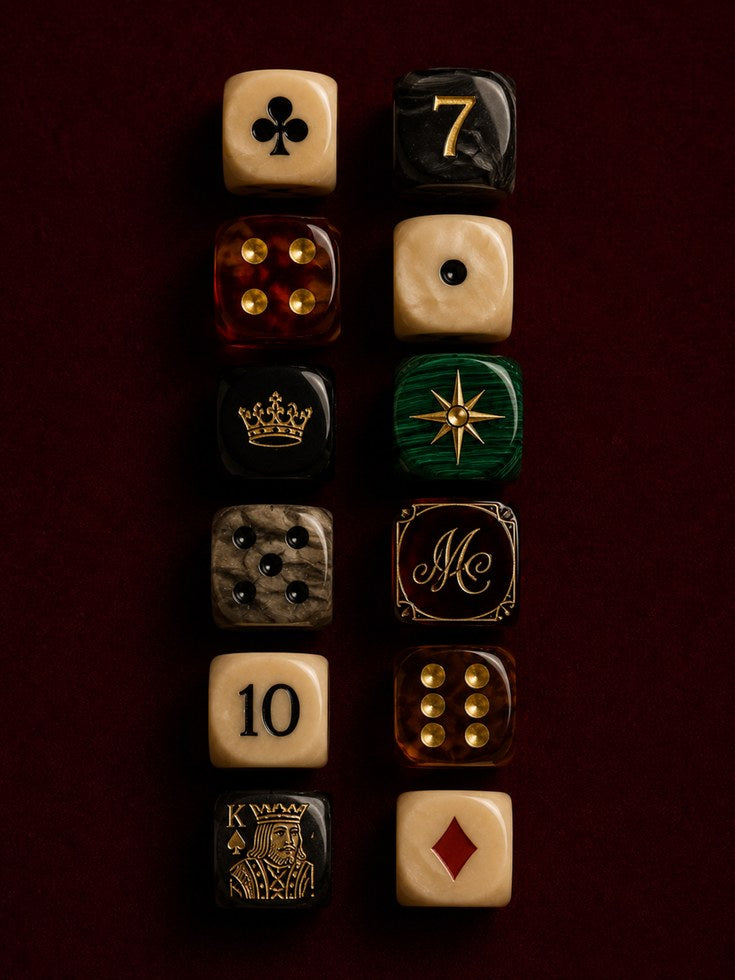 Vintage Gaming Dice Collection: Luxury Game Room Wall Art - artwork on paper