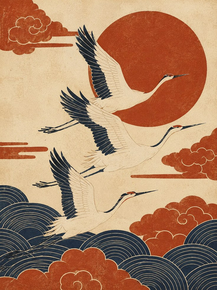 Japanese Crane Print - artwork on paper