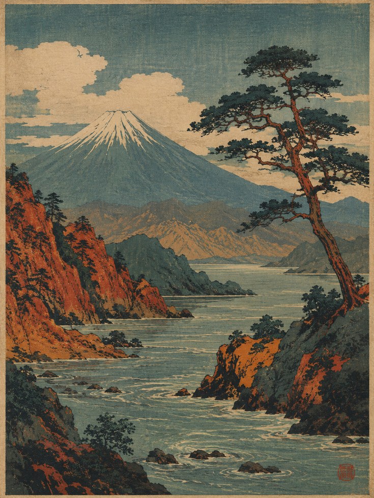 Mount Fuji Wall Art – Japanese Landscape Print - artwork on paper