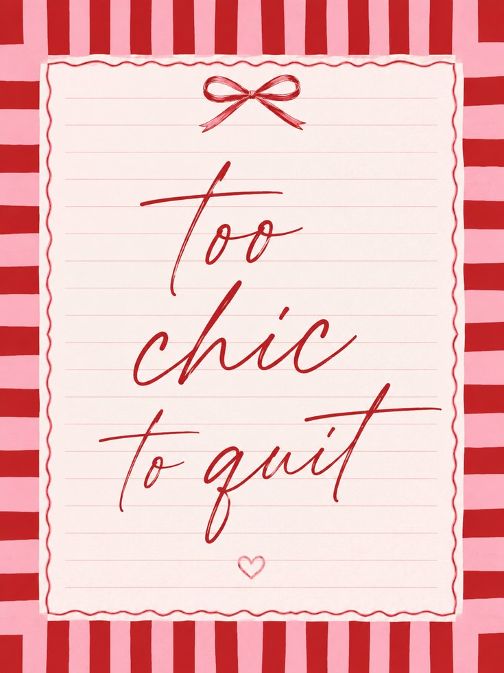 Too Chic To Quit Print – Fashion Quote Wall Art - artwork on paper
