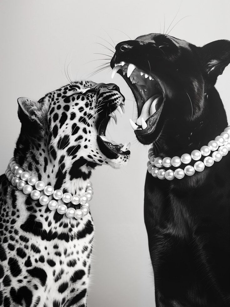 Leopard and Panther Poster: Glamorous Black & White Animal Art (Unfram - artwork on paper