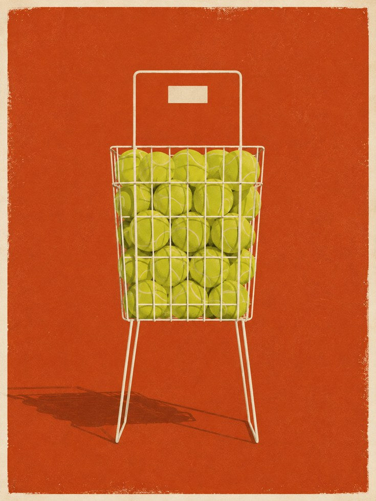 Tennis Ball Basket Print - artwork on paper