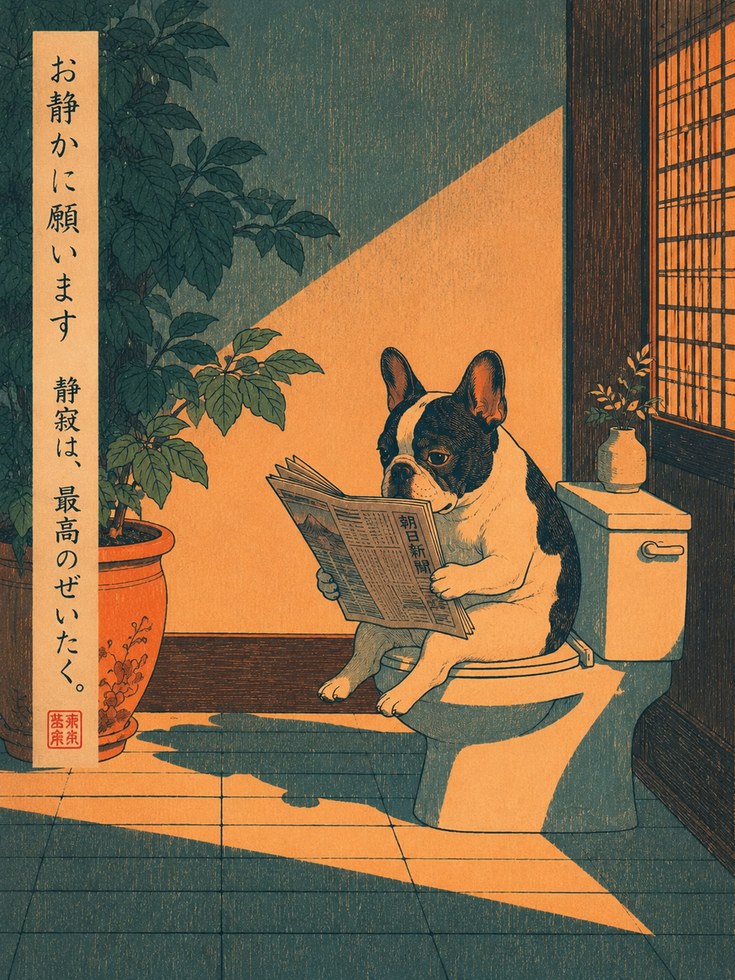 Japanese Dog Wall Art - artwork on paper