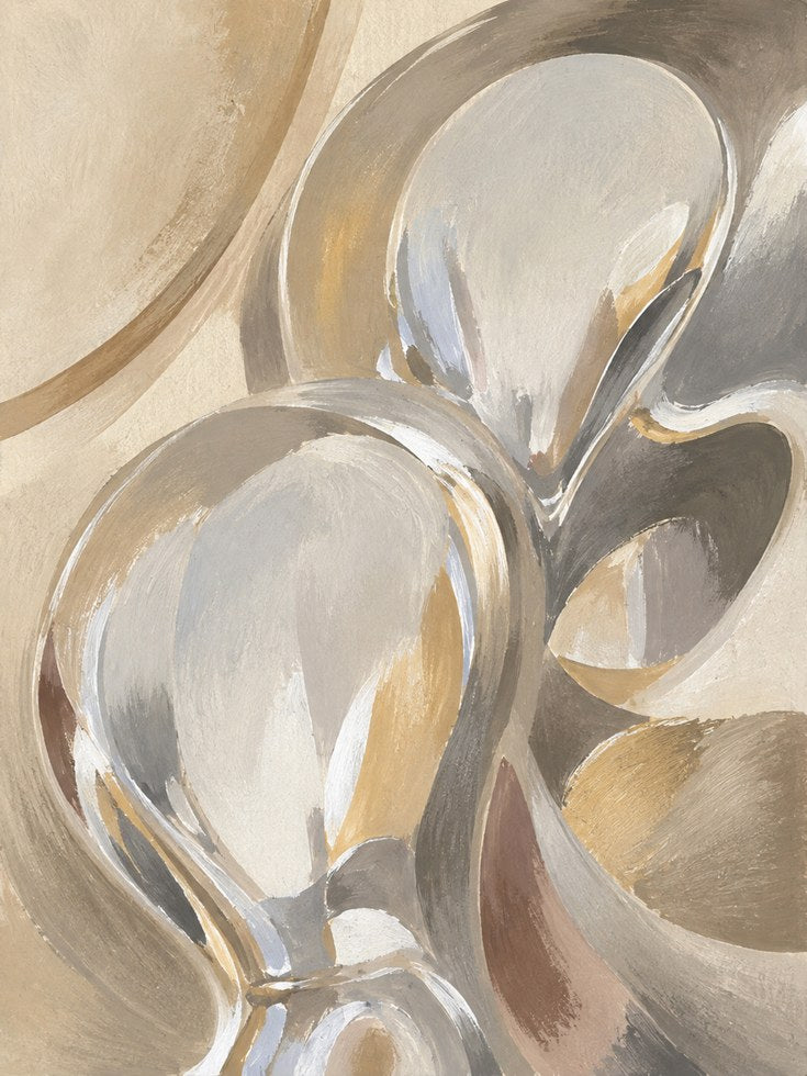 Abstract Feminine Figure Art Print: Neutral Beige and Gray - artwork on paper