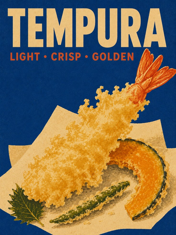 Tempura Kitchen Wall Art – Japanese Food Print - artwork on paper