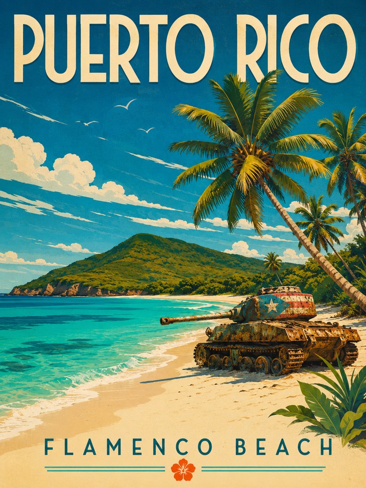 Puerto Rico Travel Poster – Vintage Beach Print - artwork on paper