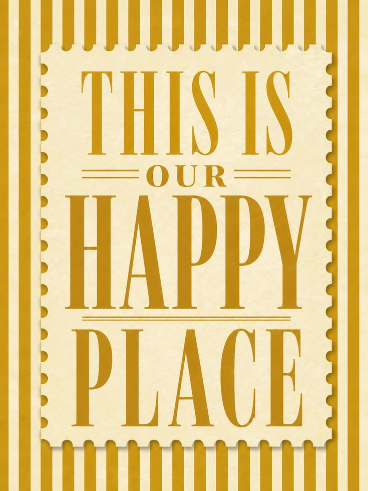 Happy Place Wall Art – Quote Print - artwork on paper