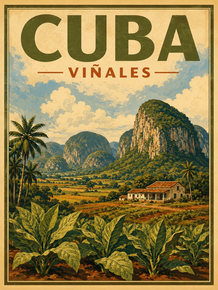 Vintage Travel Poster – Cuba Wall Art - artwork on paper