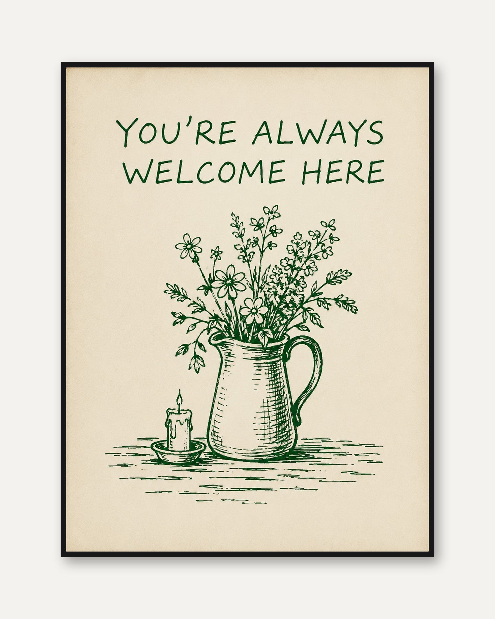 Cottagecore Floral Pitcher Print - framed