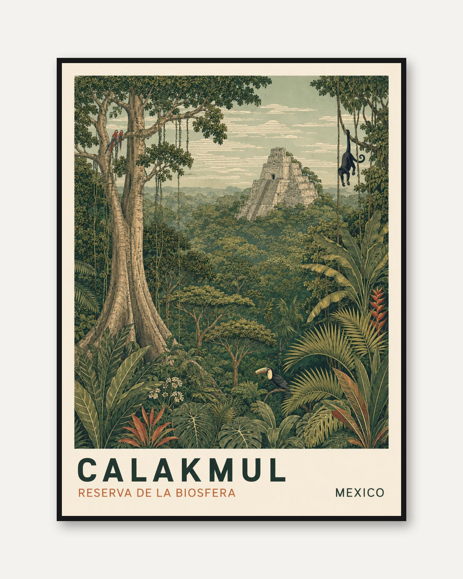 Mexico Travel Poster – Calakmul Print - framed