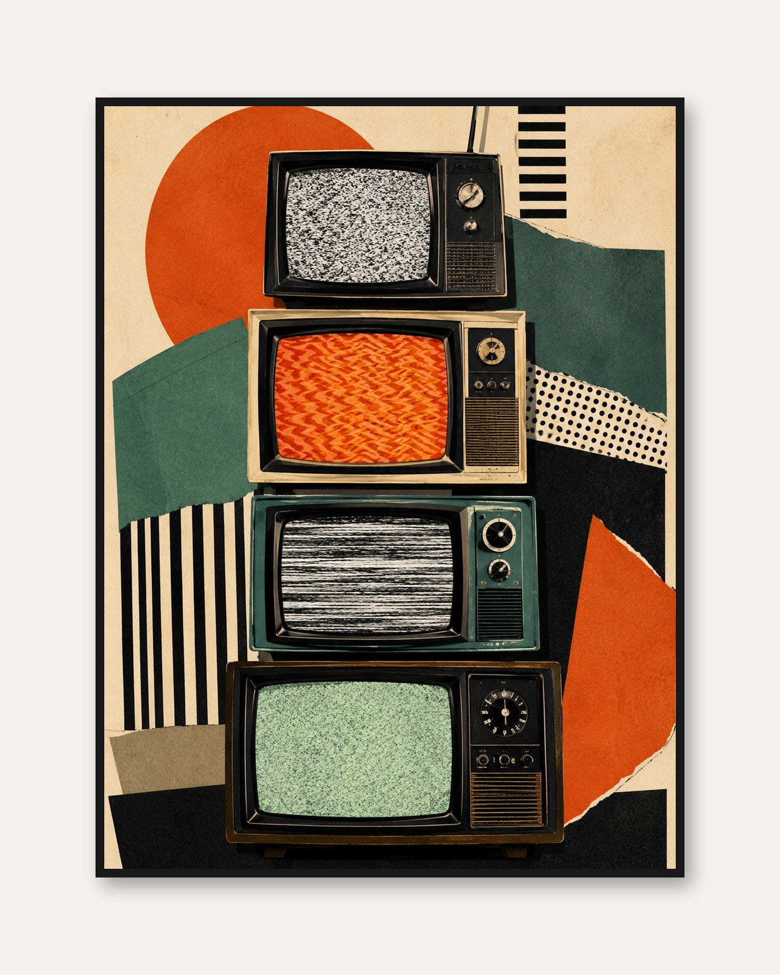 Retro TV Wall Art – Vintage Television Print - framed