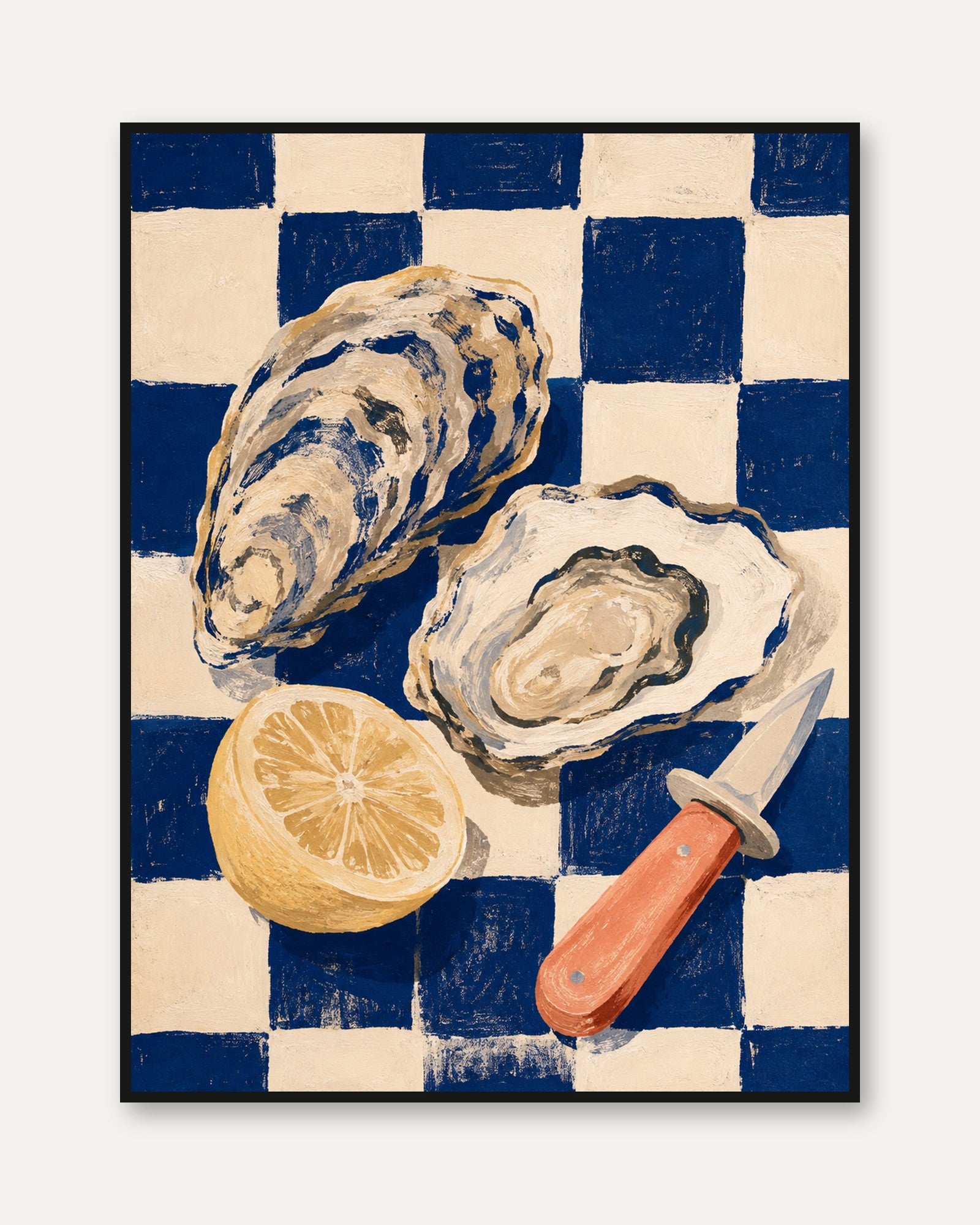 Oyster Kitchen Wall Art – Coastal Food Print - framed
