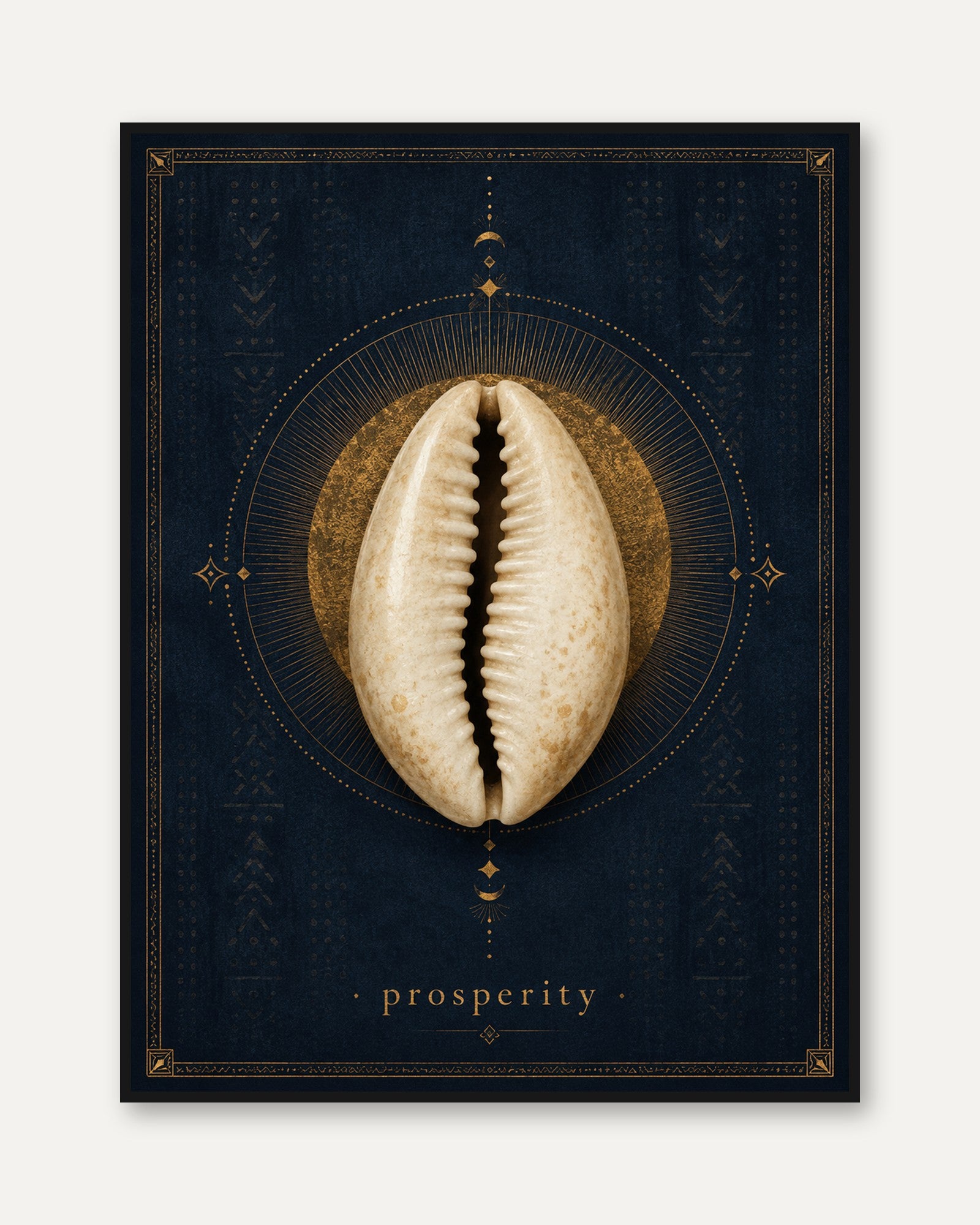 Cowrie Shell Wall Art – Prosperity Print - framed