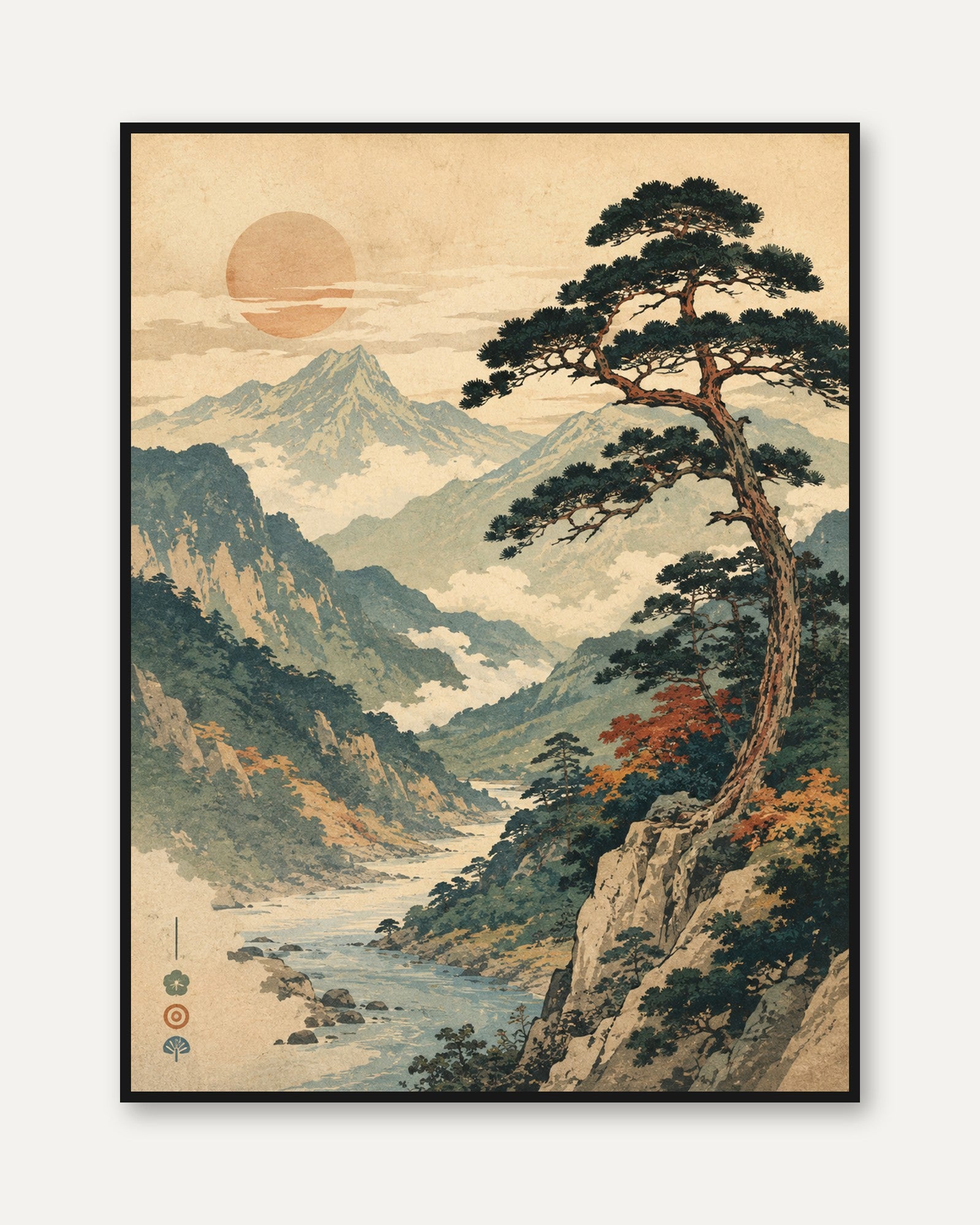 Japanese Mountain Print - framed