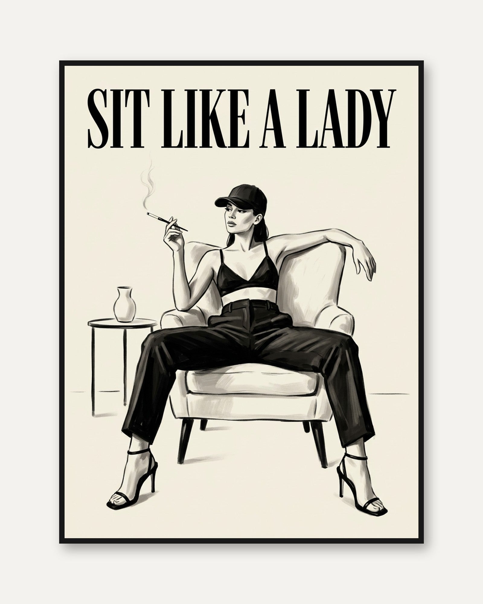Fashion Illustration Print: Bold Female Figure - framed