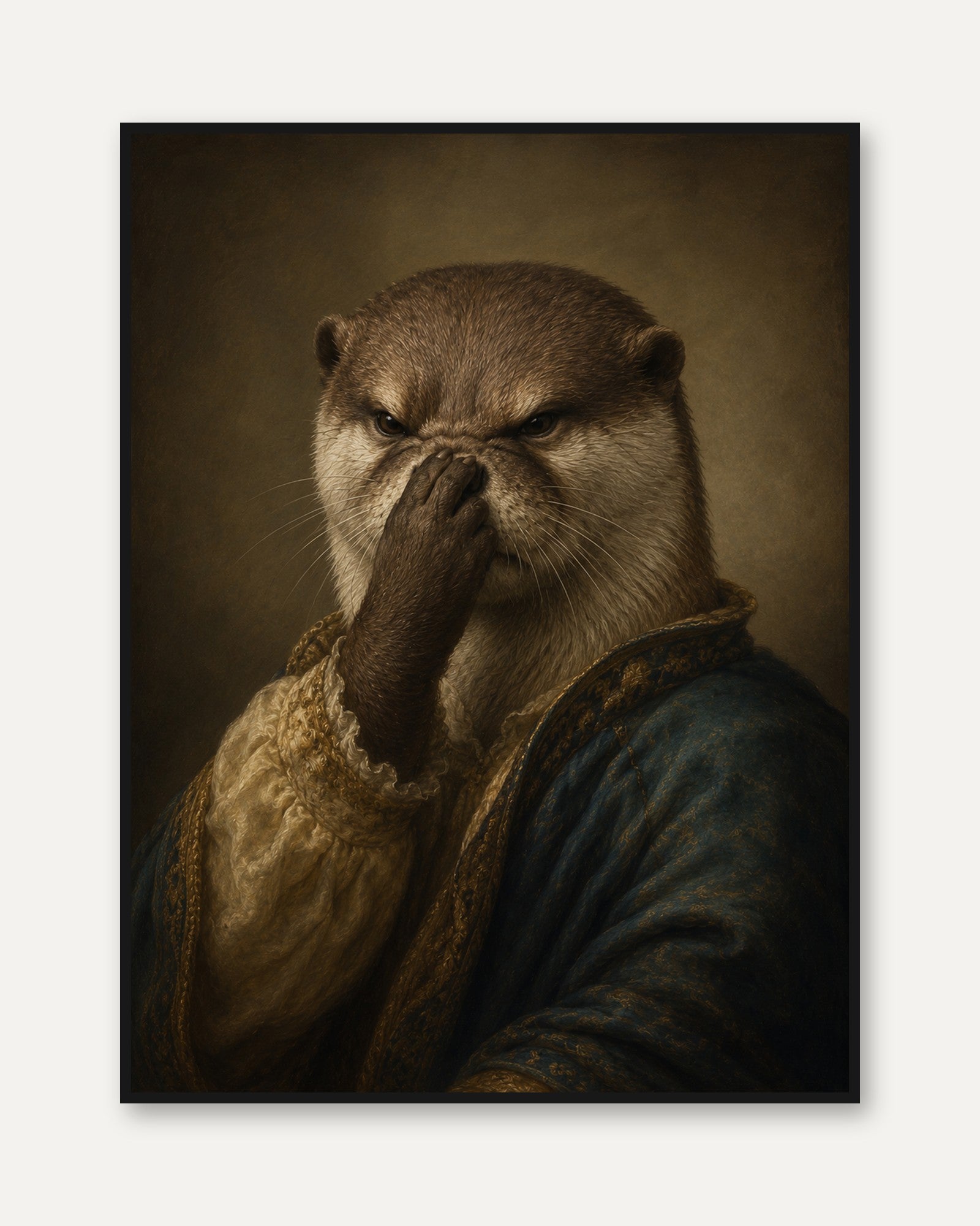 Funny Bathroom Poster Otter Wall Art Print: Renaissance Animal - framed