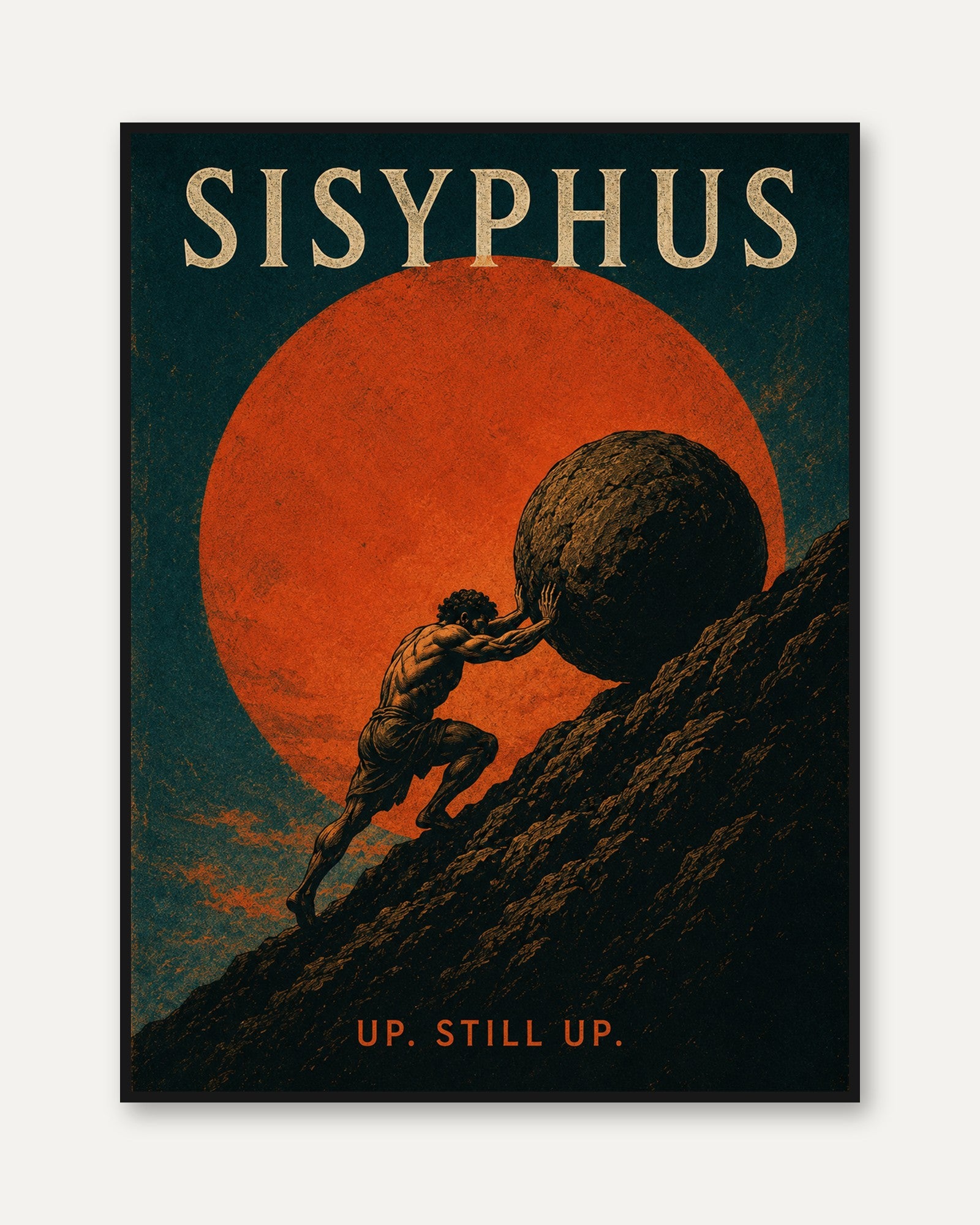 Motivational Wall Art – Sisyphus Myth Print - framed