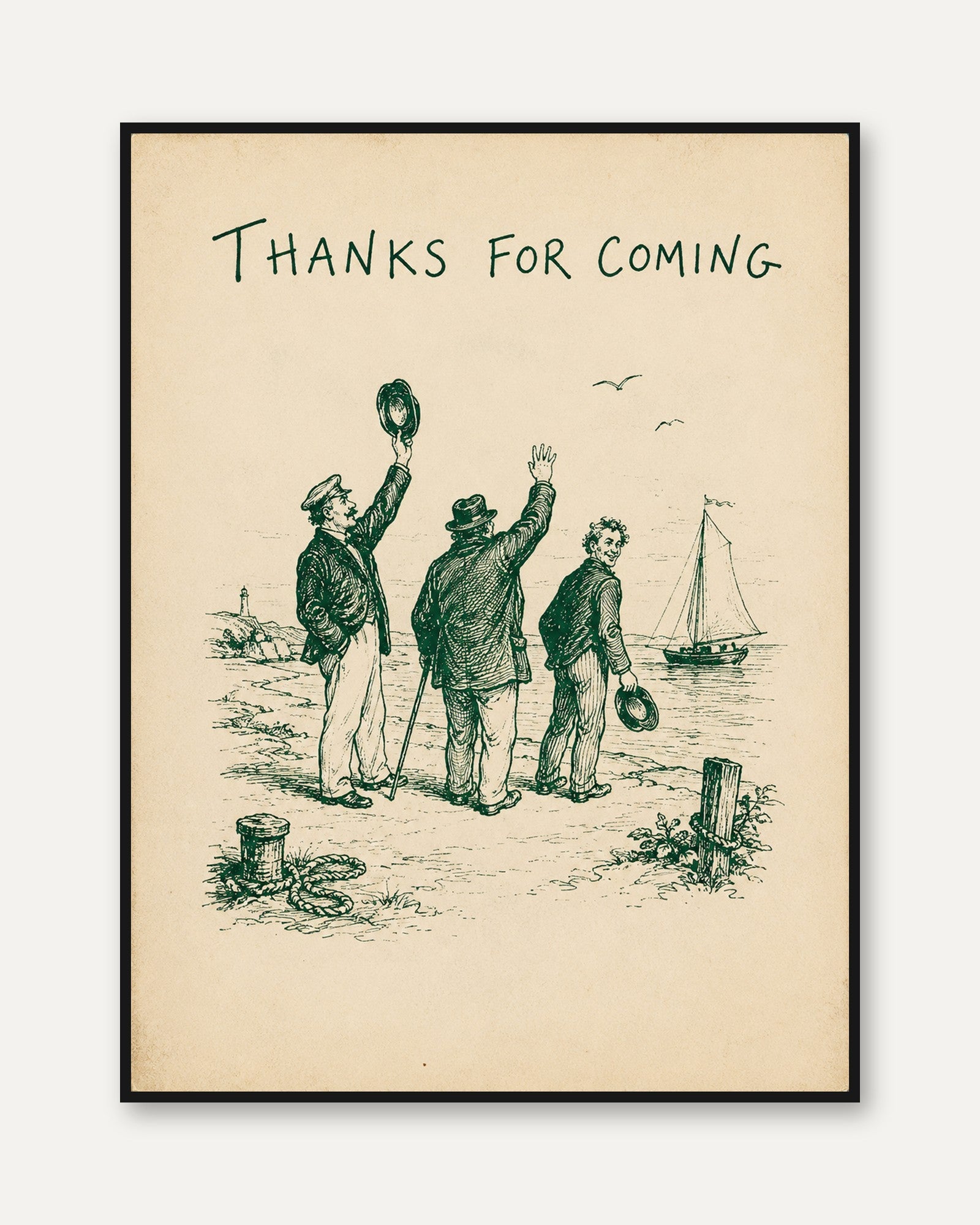Vintage Nautical Thank You Print - framed