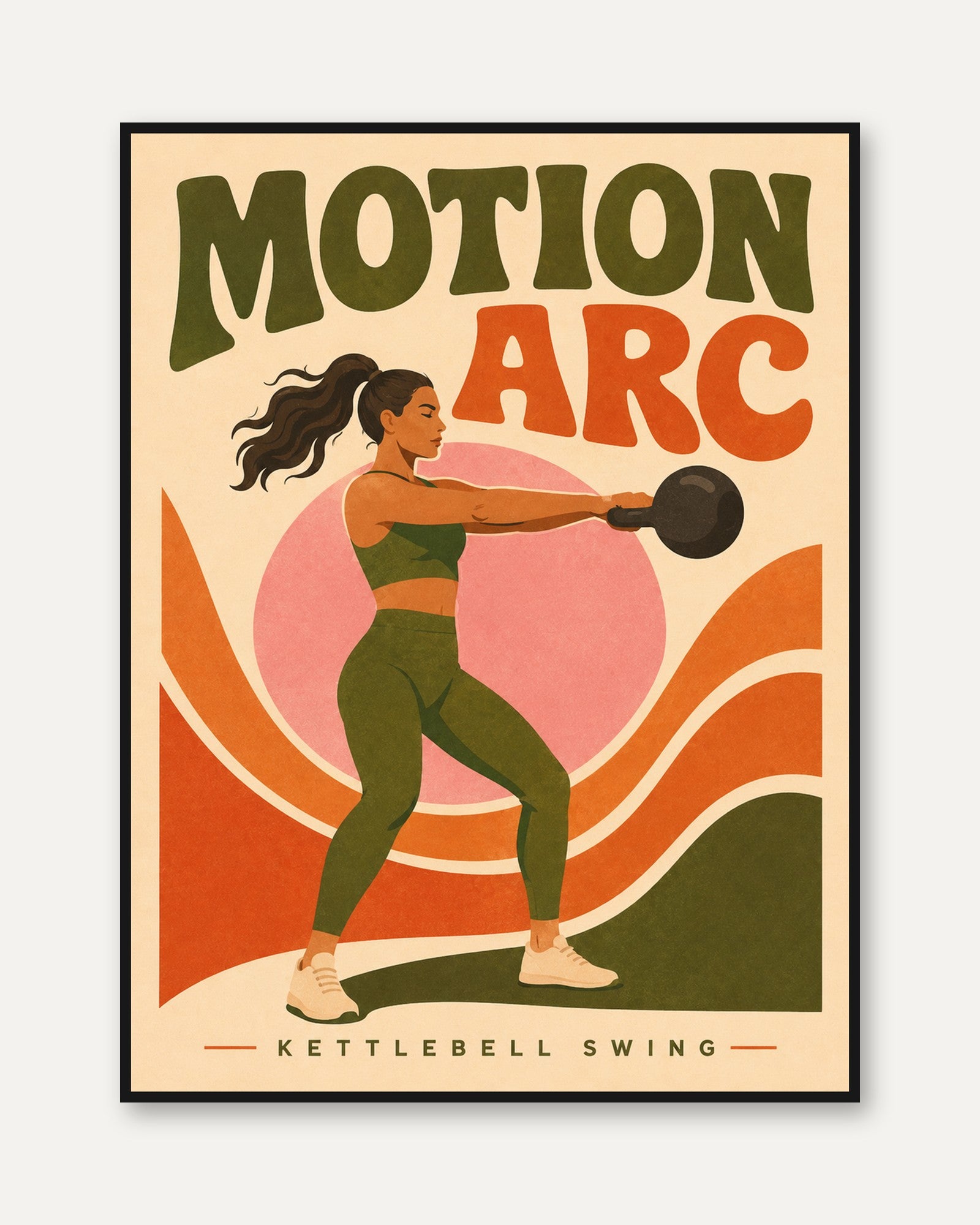 Retro Kettlebell Workout Print - framed