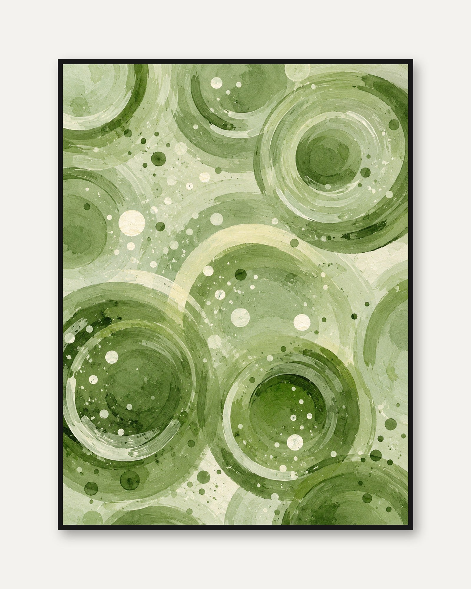 Green Abstract Circles – Organic Wall Art - framed