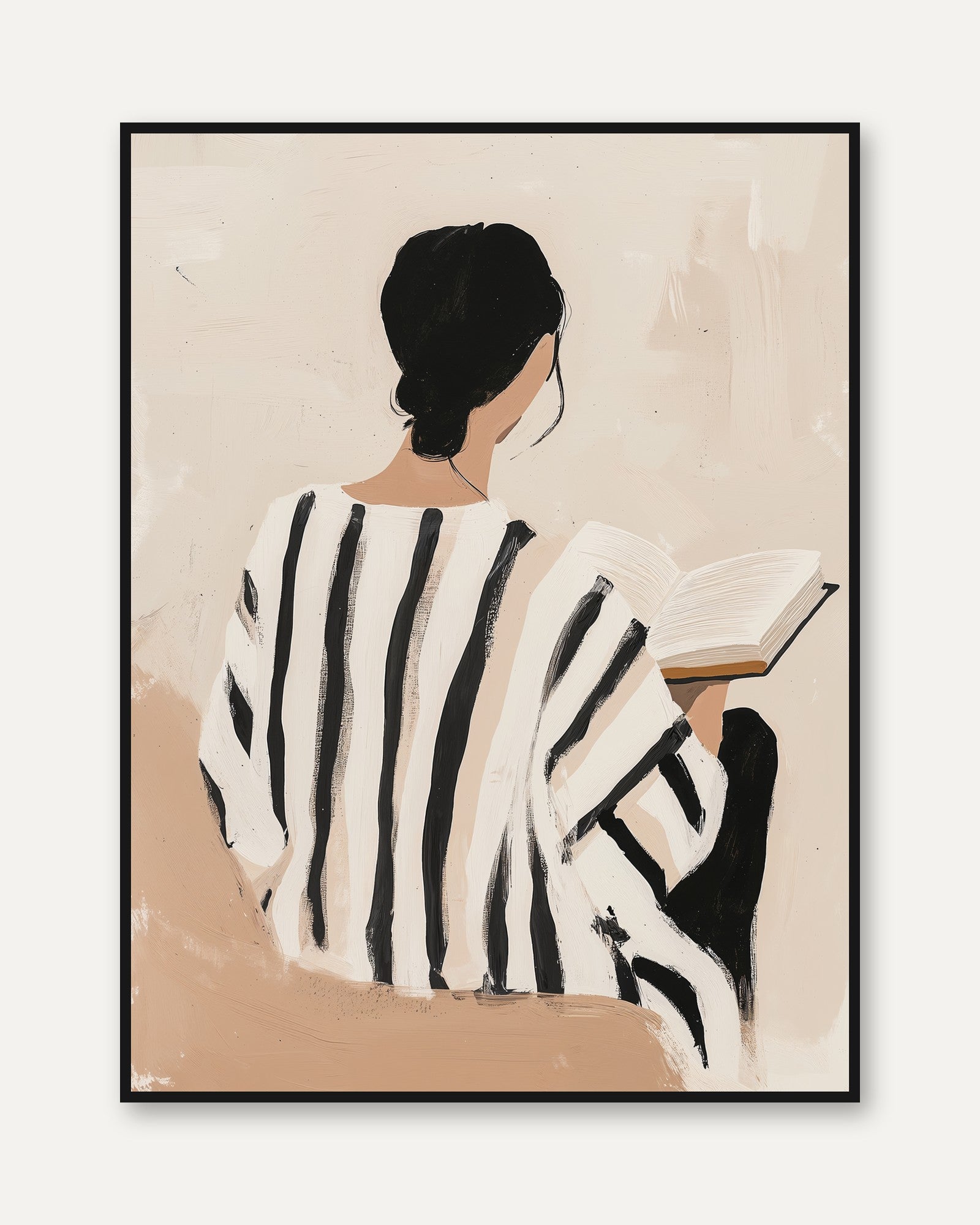 Minimalist Woman Reading Art Print - framed
