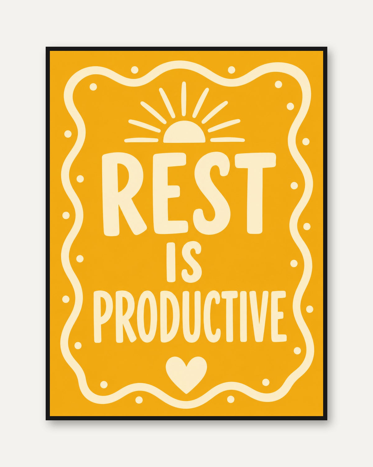 Rest Is Productive Wall Art – Bright Yellow - framed