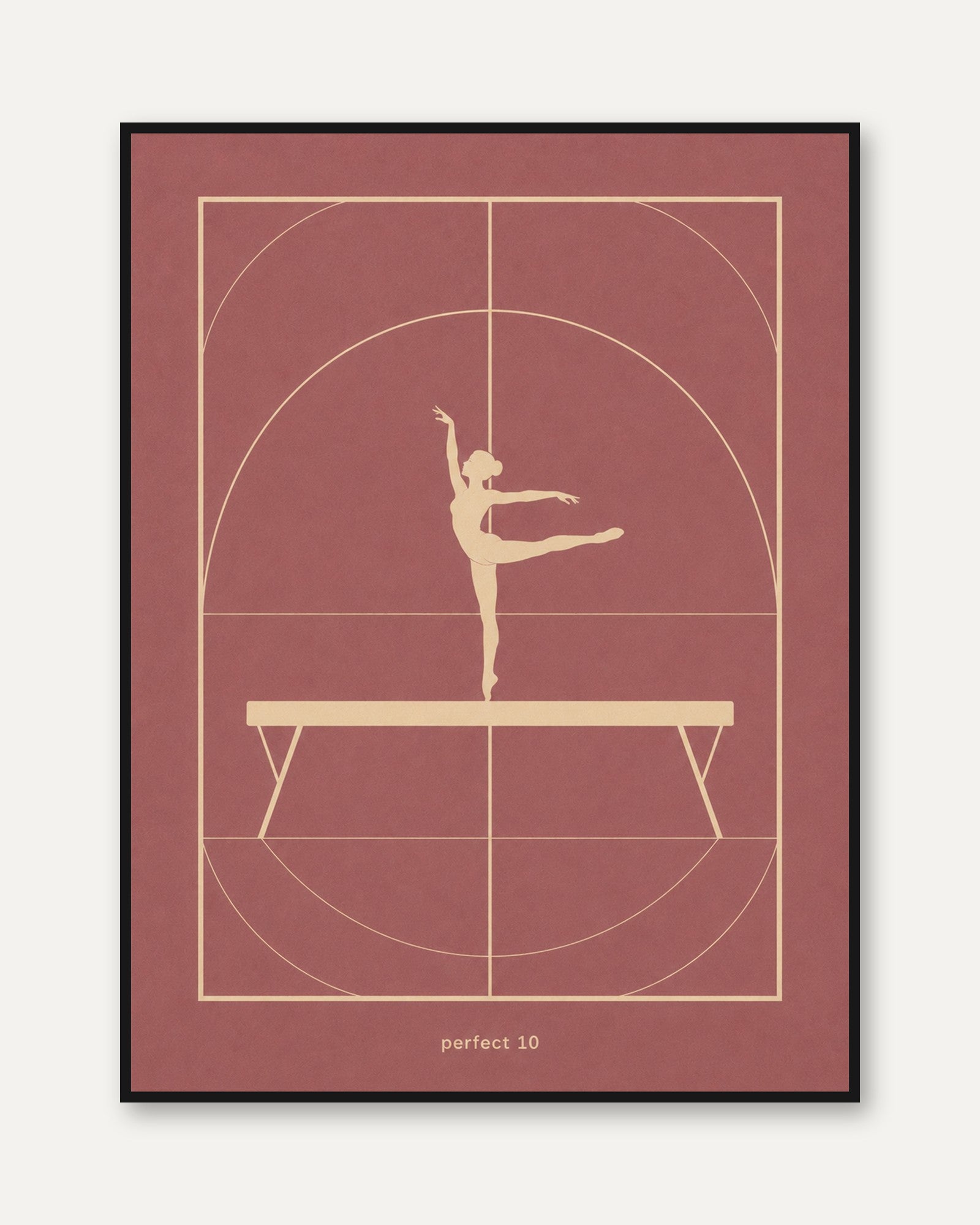 Gymnastics Wall Art – Balance Beam Print - framed