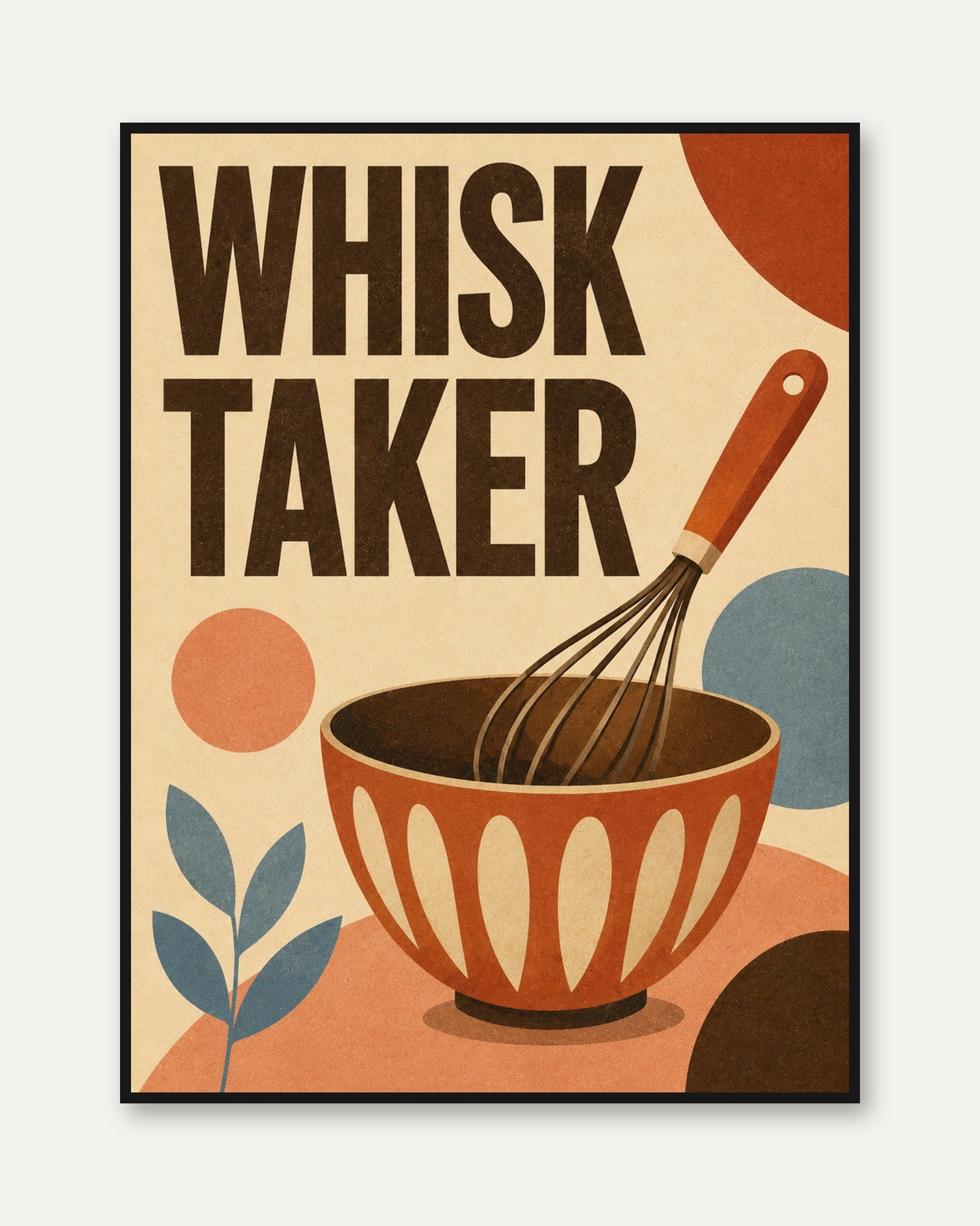 Whisk Taker Print: Retro Cooking Art (Kitchen & Dining Room) - framed