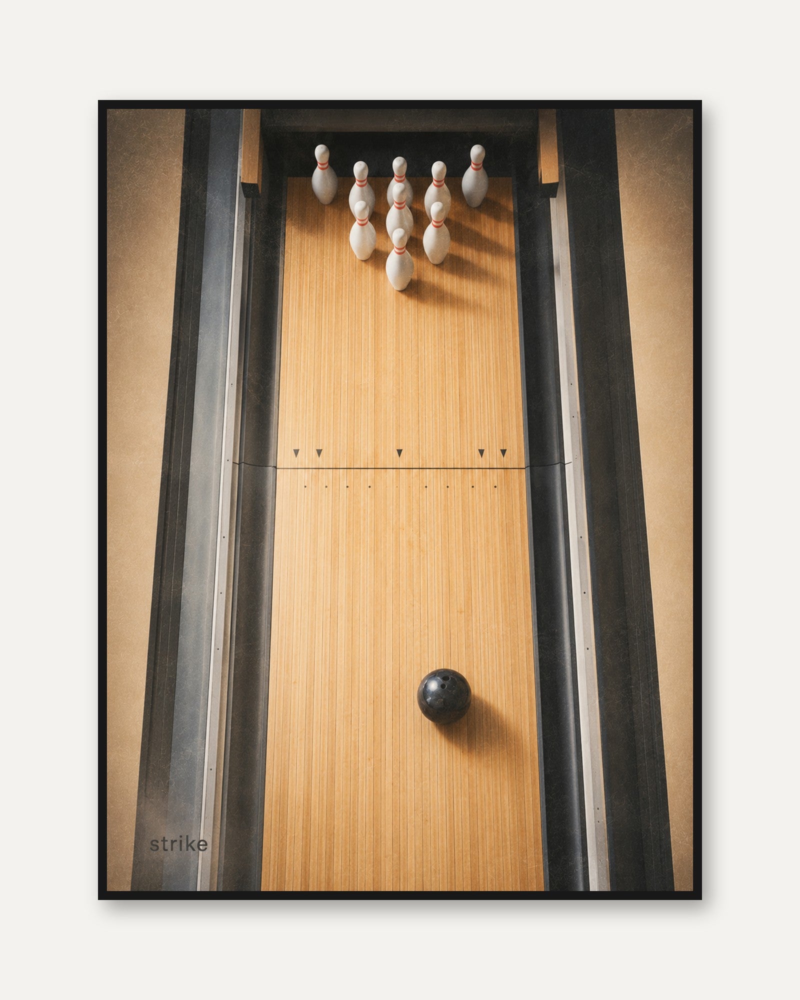 Bowling Wall Art – Vintage Sports Print - framed