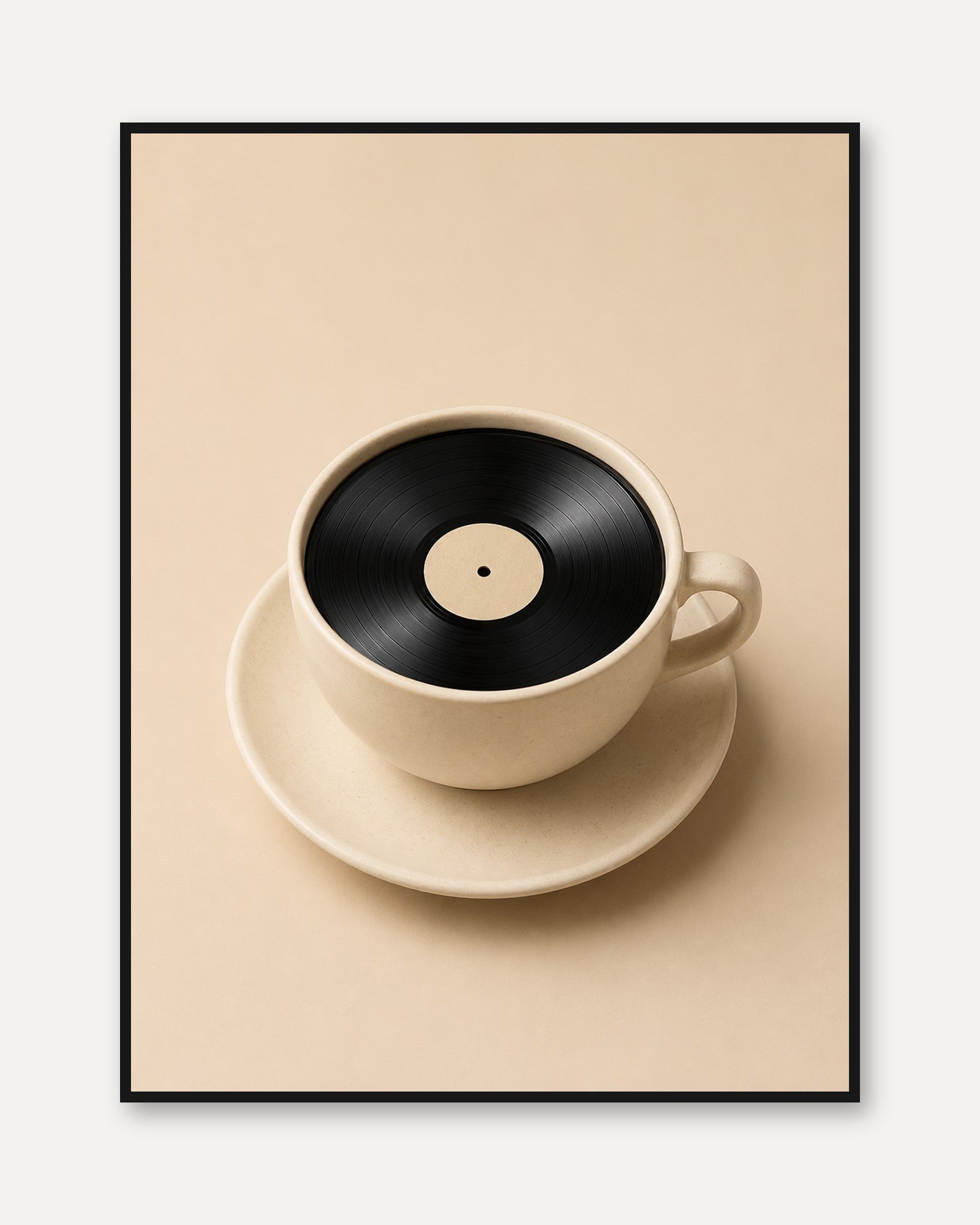 Coffee Vinyl Wall Art – Surreal Music Print - framed