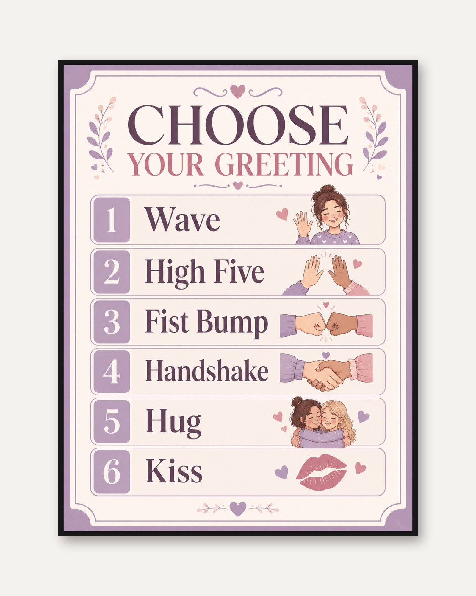 Classroom Greeting Print: Social Skills Art - framed