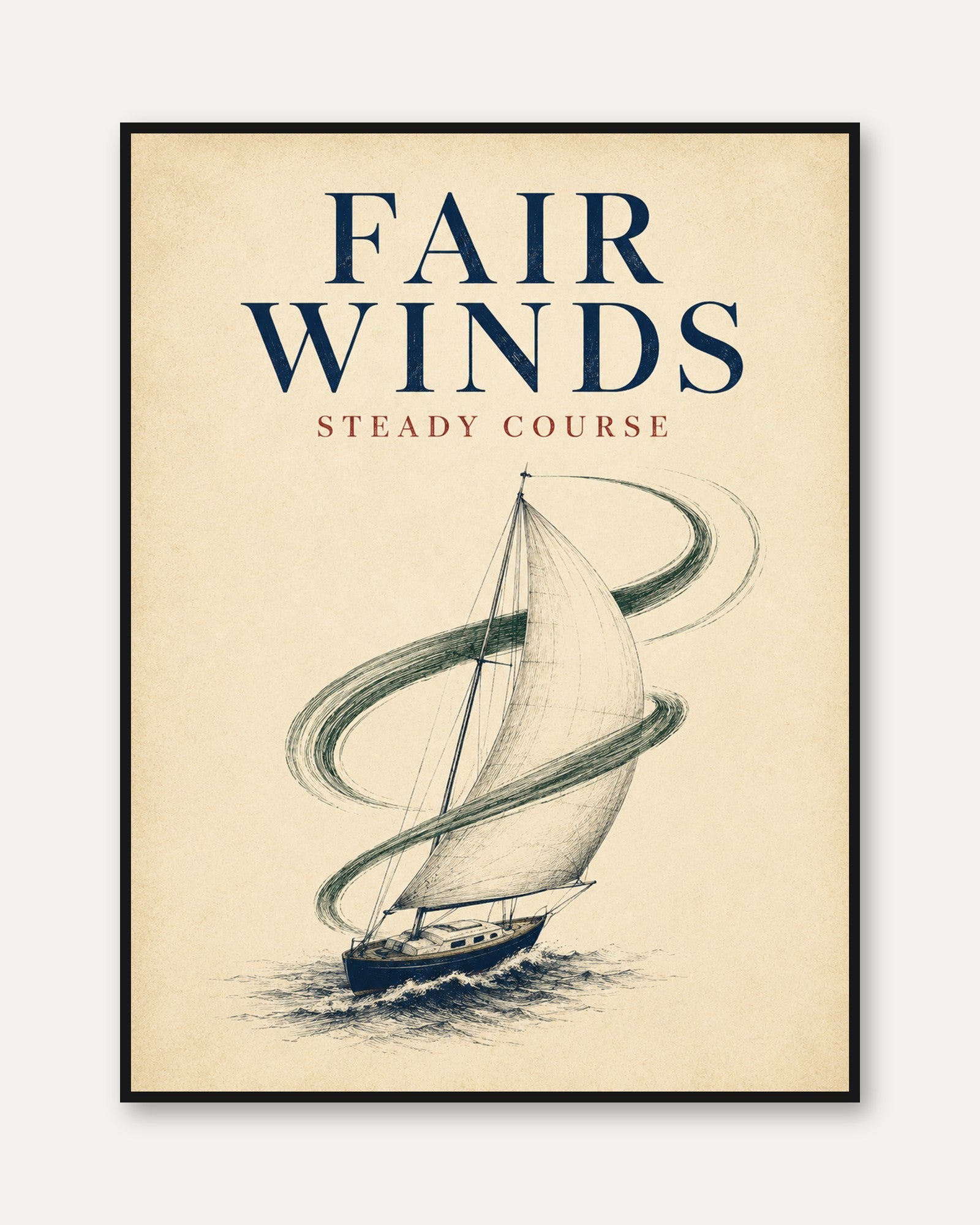 Nautical Wall Art – Vintage Sailing Print - framed