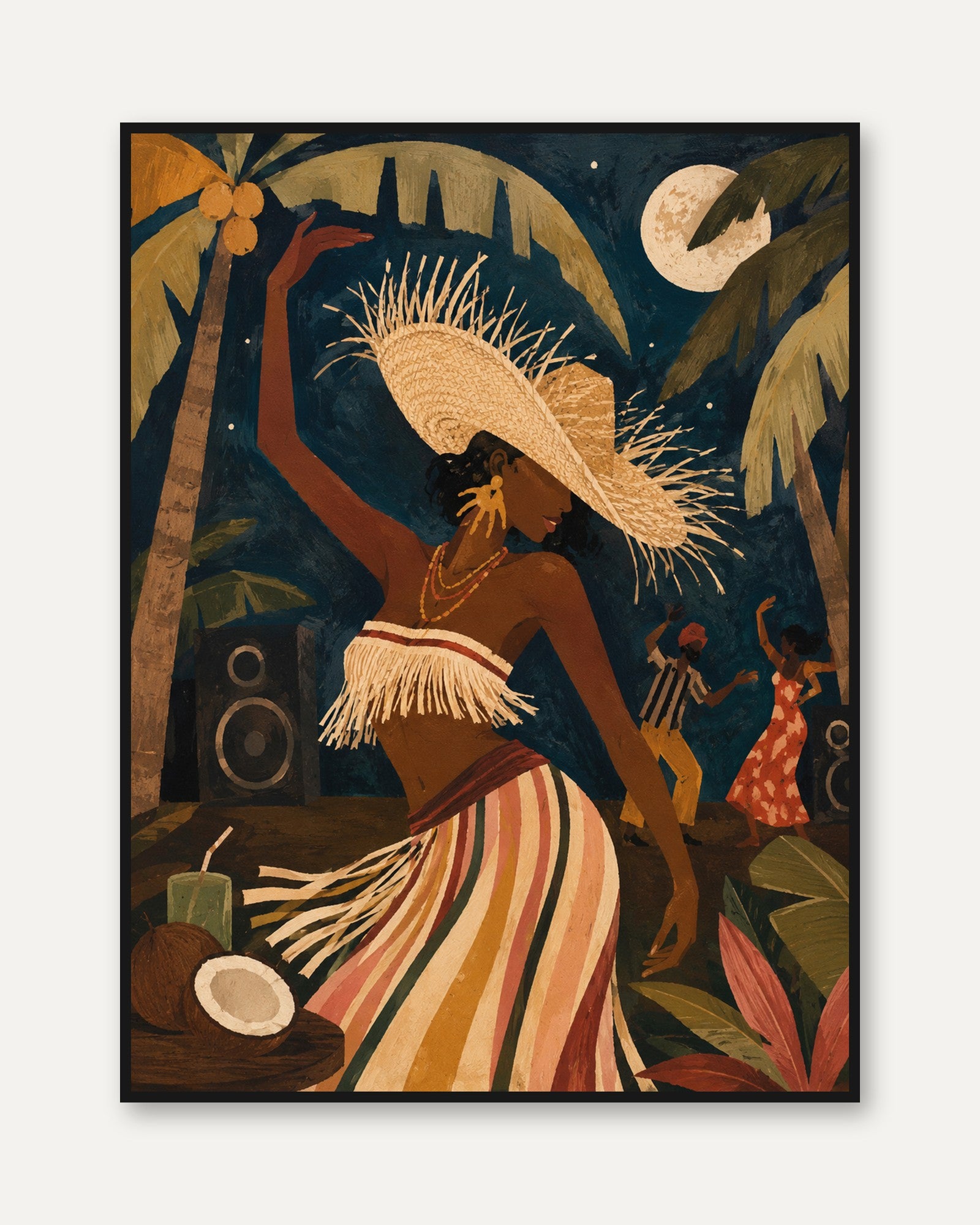 Tropical Dance Wall Art – Afrocentric Art Print - framed