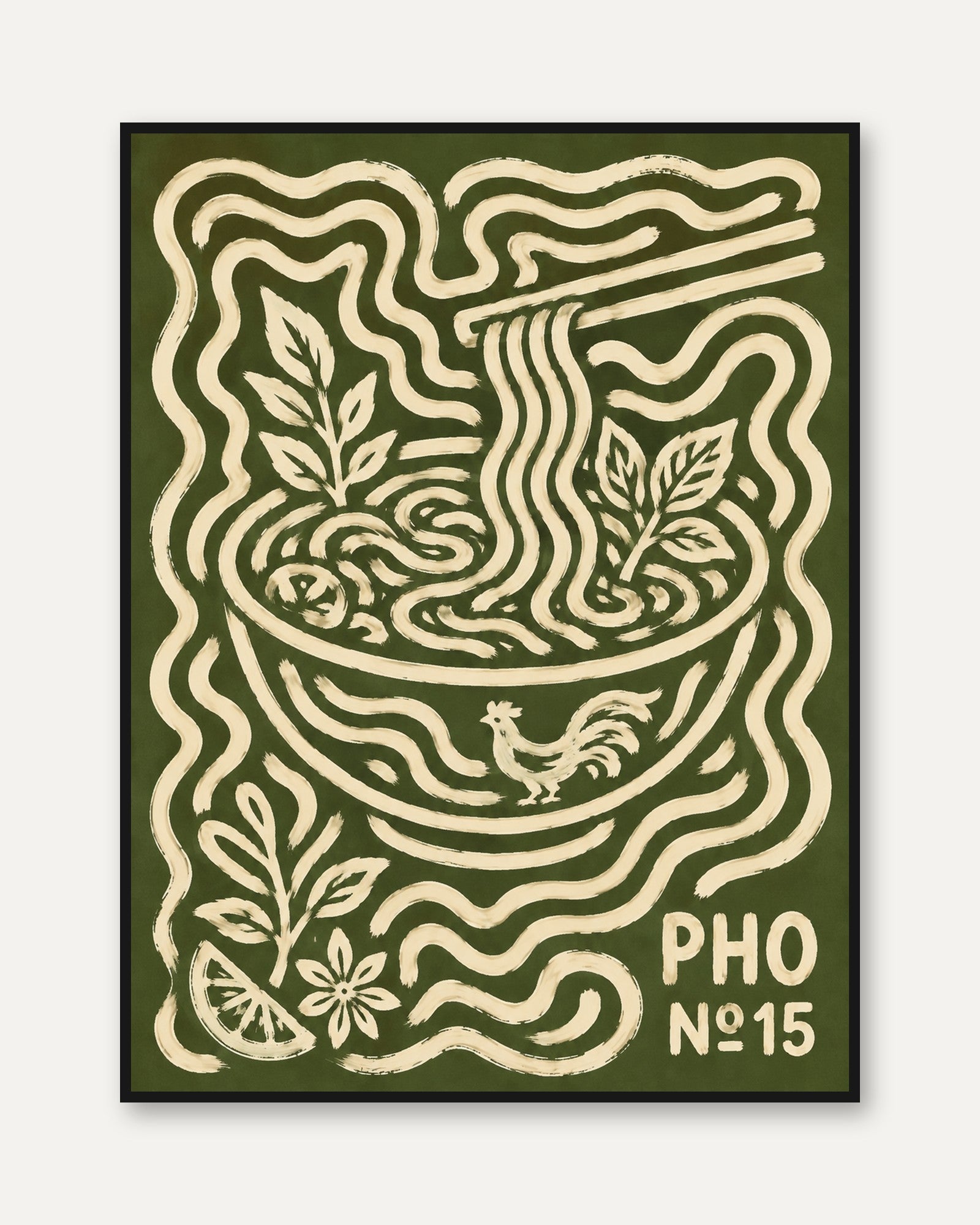 Vietnamese Food Poster – Pho Wall Art - framed
